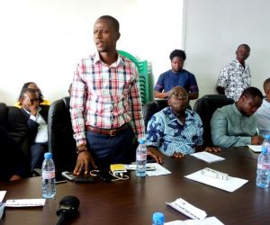mcc coordinator mr george ansumana making remarks during the lla website launch