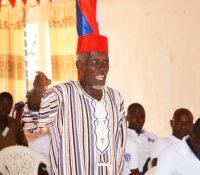 paramount chief james pah sayee of river gee county addressing participants at a land meeting