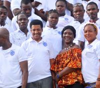 sinoe county superintendent madam doris ylatun city mayor of barclayville benetha blamo pose with dr gebremedhin and some of the participants in barclayville