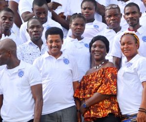 sinoe county superintendent madam doris ylatun city mayor of barclayville benetha blamo pose with dr gebremedhin and some of the participants in barclayville