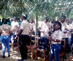 students that are undergoing a month training in surveying at the launch of the geomatics education program 